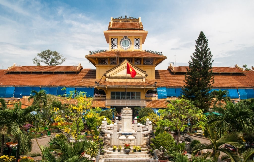 Beautiful facade of Binh Tay Market in Ho Chi Minh