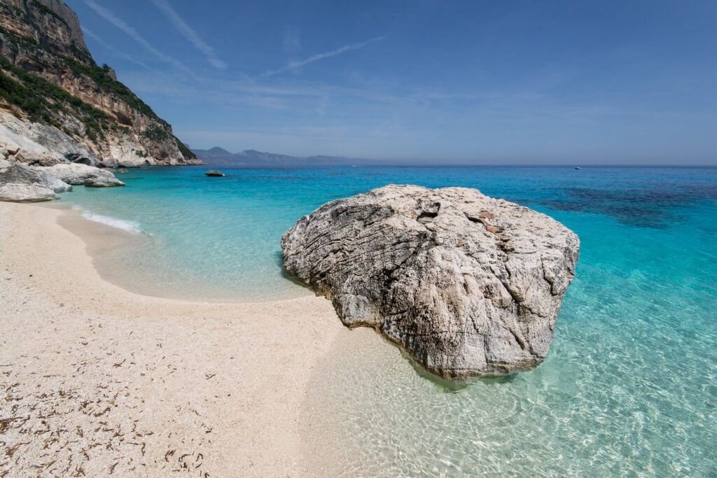 Turquoise waters of Cala Goloritzé with rock formation