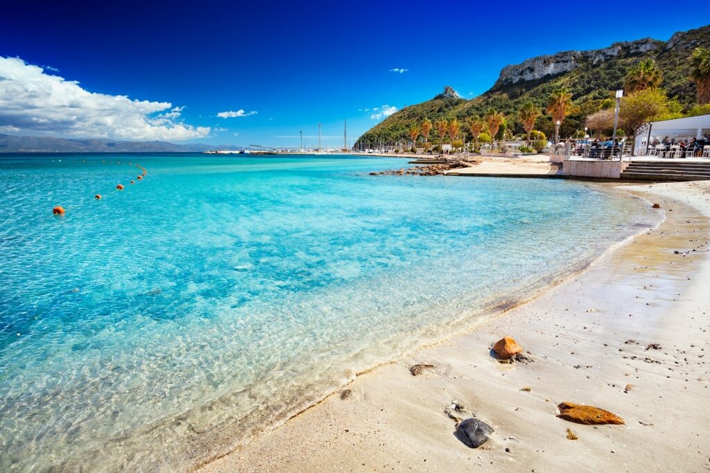 Beautiful shoreline of Poetto Beach