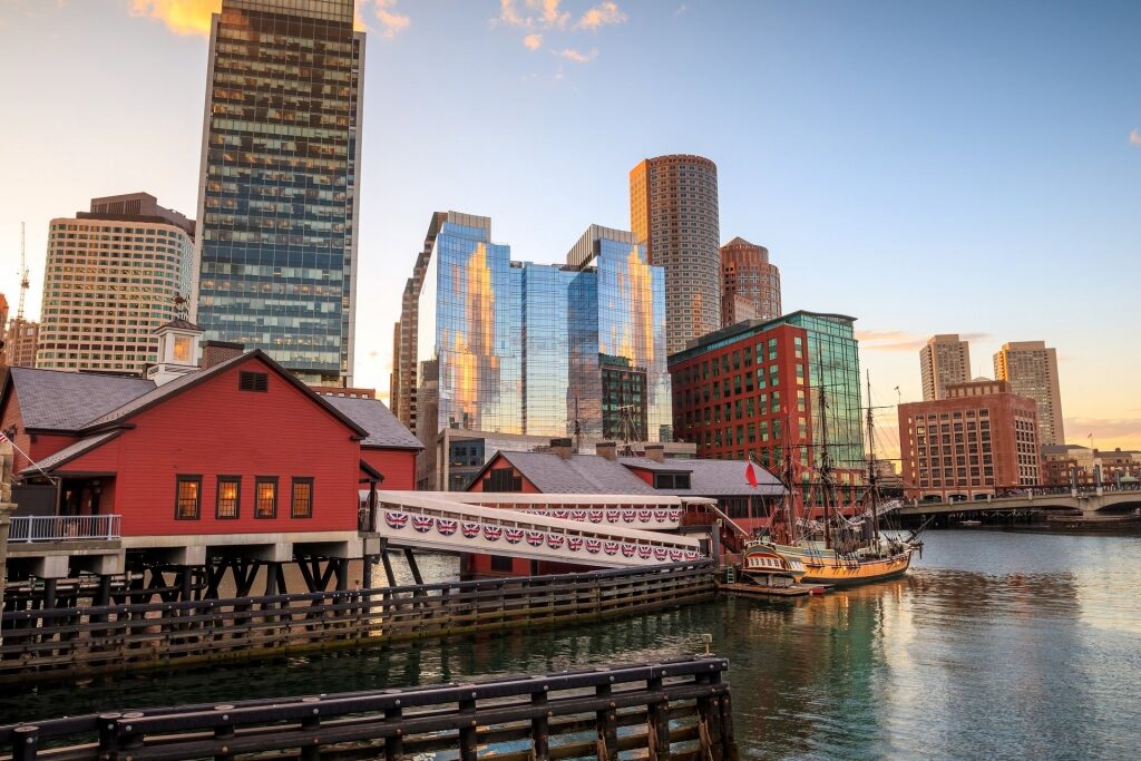 Historic Boston Tea Party by the harbor