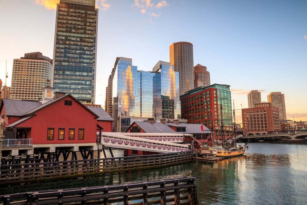 Historic Boston Tea Party by the harbor