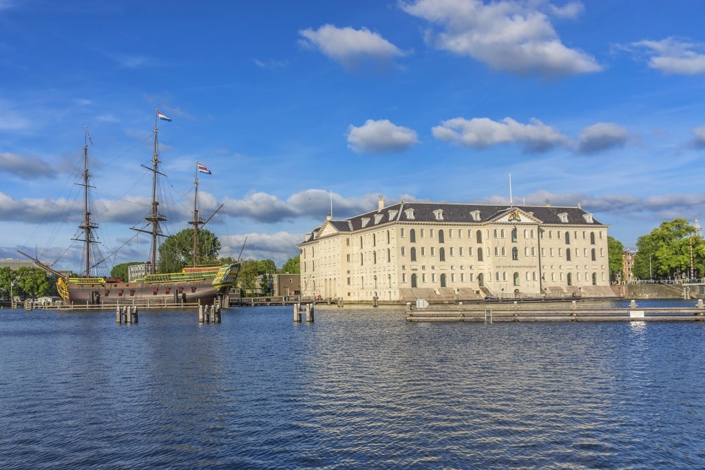 View of the historic National Maritime Museum in Amsterdam