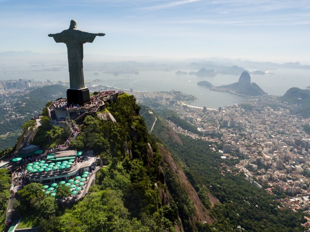 Aerial view of Brazil including Christ the Redeemer