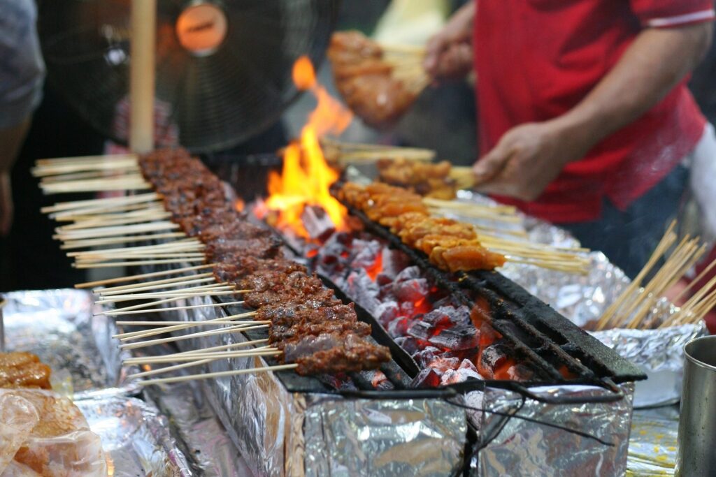 Grilled food at the Lau Pa Sat Hawker Center