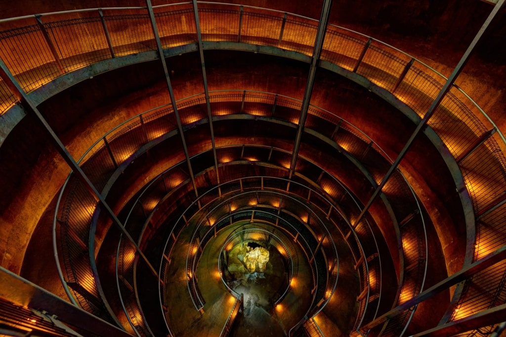 Beautiful spiral walkway inside the Ruakuri Cave