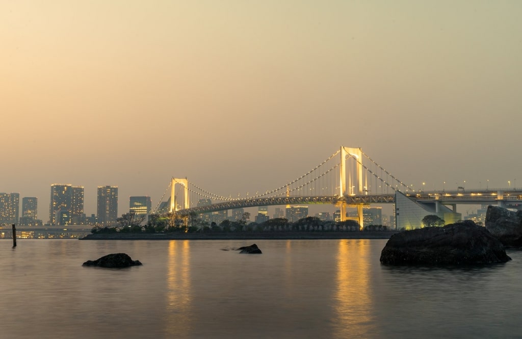 Beautifully-lit bridge in Odaiba