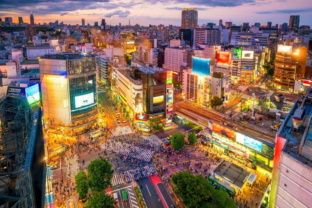 Famous pedestrian crossing in Shibuya