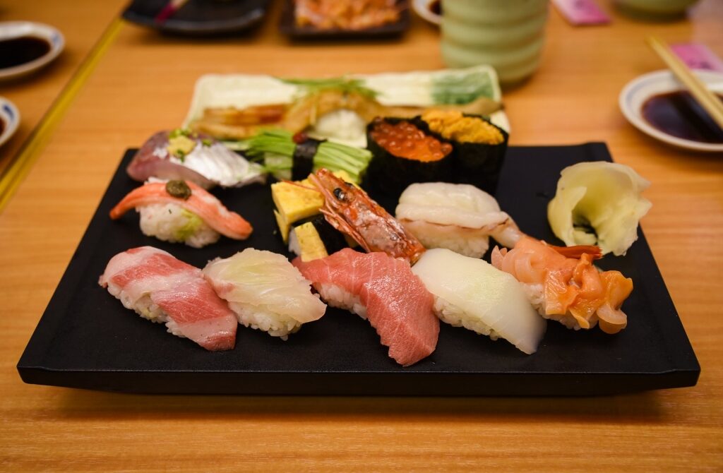 Sushi at the old Tsukiji market