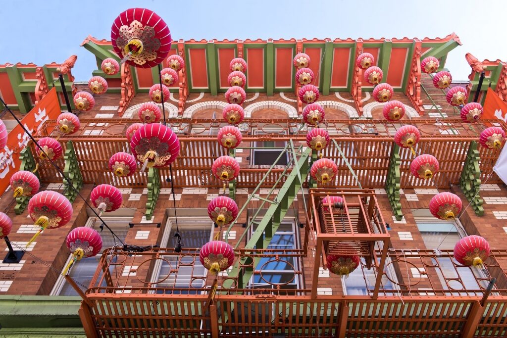 Building in Chinatown with lanterns