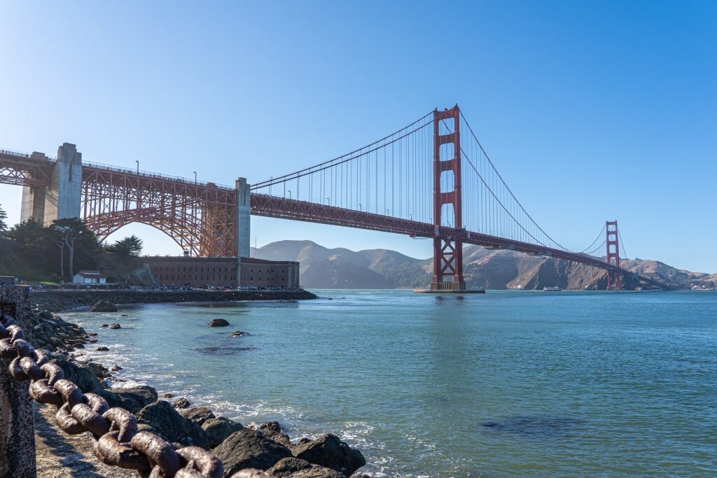 Walkway with view of Golden Gate Bridge