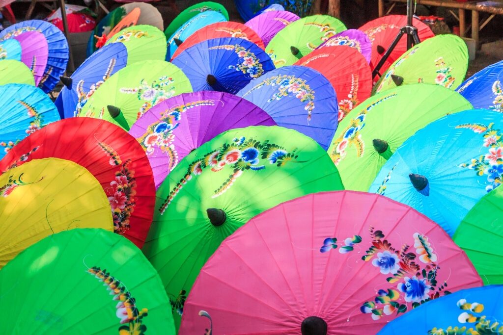 Paper umbrellas, one of the best Thailand souvenirs to buy