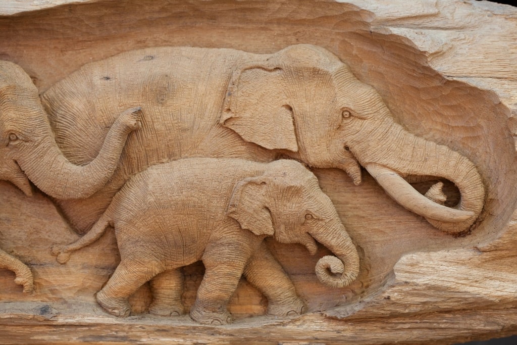 Elephant wooden carving