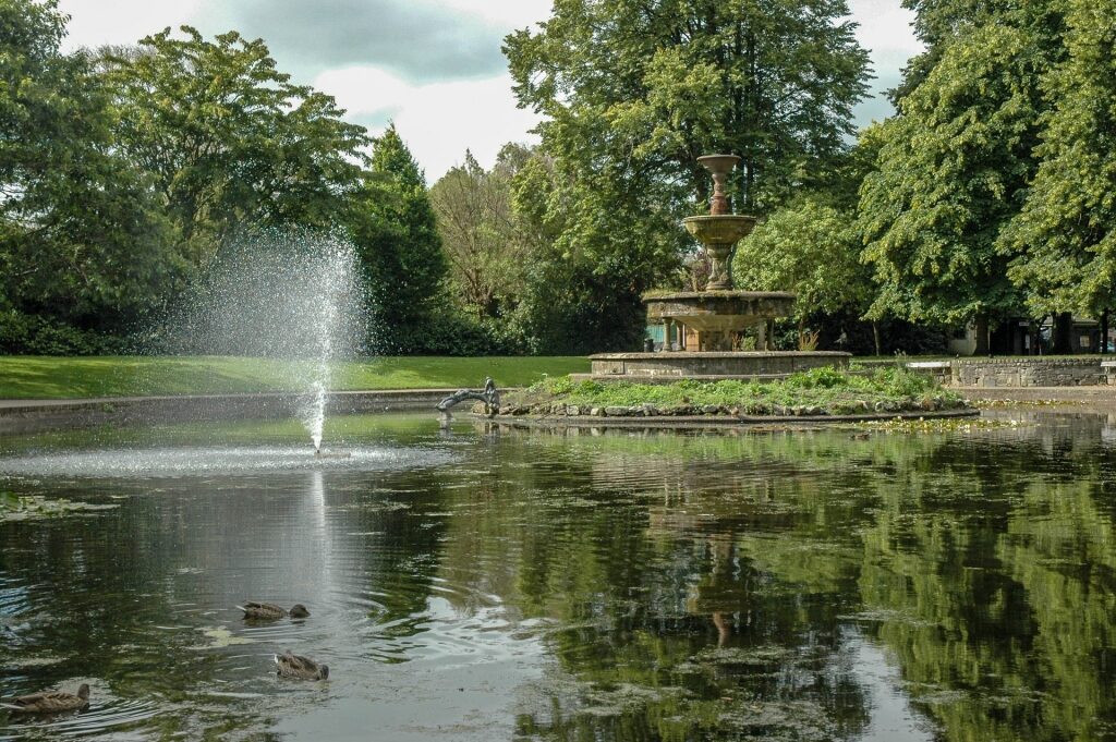 View of Fitzgerald's Park with fountain and lake