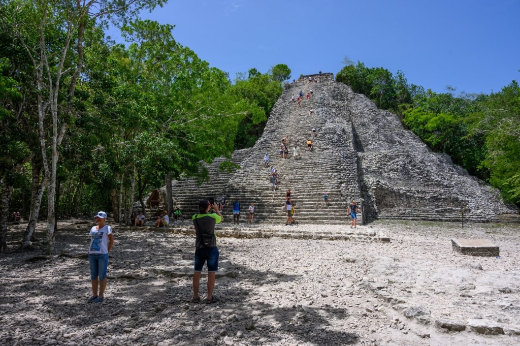 People climbing the Coba Mayan Ruins, Yucatan