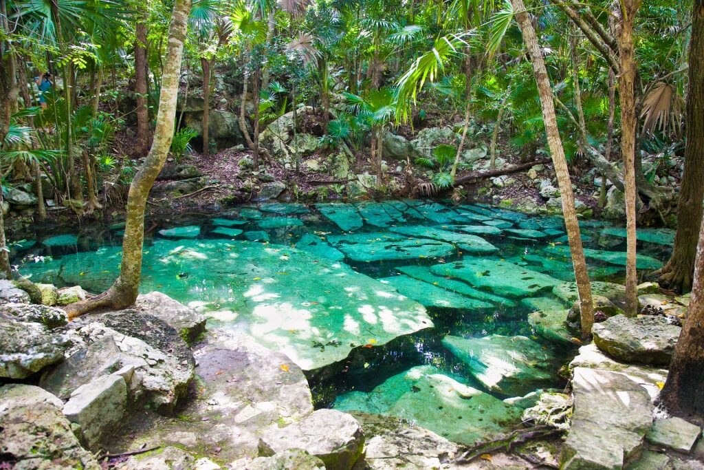 Clear waters of Cenote Azul, near Cozumel
