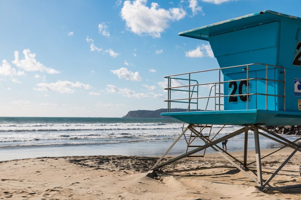Scenic Coronado Beach with lifeguard tower 