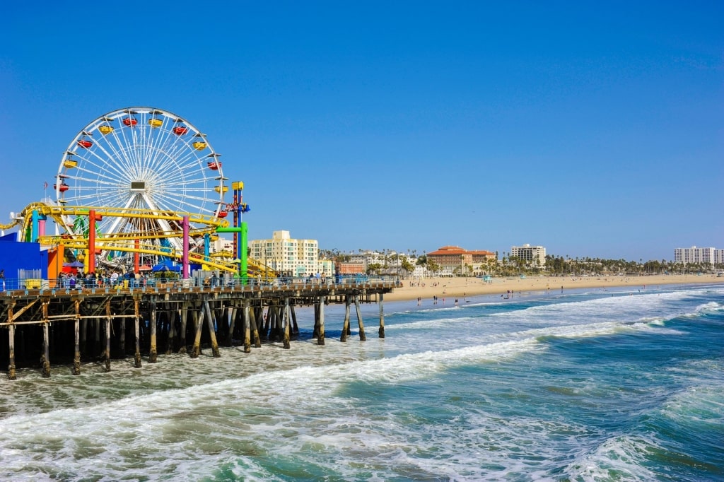 Iconic Ferris wheel along the Santa Monica State Beach