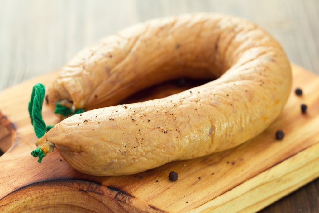 Meaty plate of Alheira Portuguese Sausage