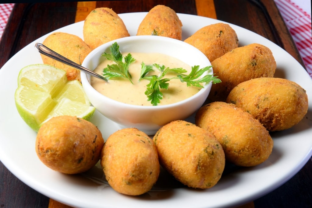 Savory plate of Bolinhos de Bacalhau