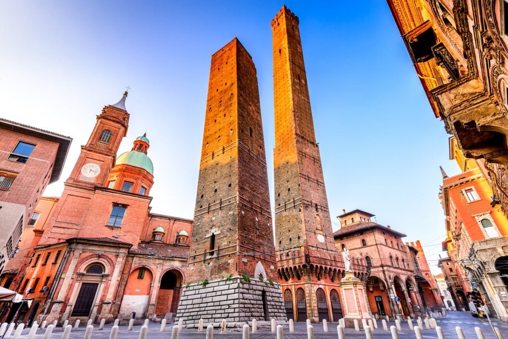 Iconic tower of Torre degli Asinelli in Bologna