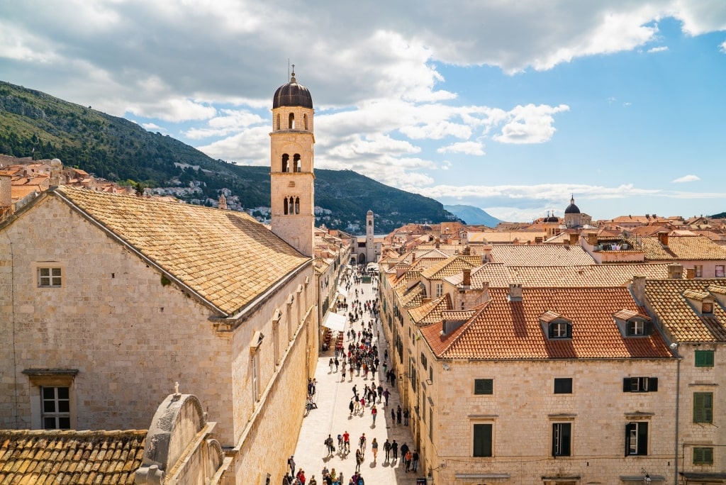 Aerial view of Stradun in Dubrovnik Old Town