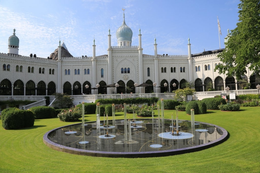 Stunning exterior of Tivoli Gardens with fountain