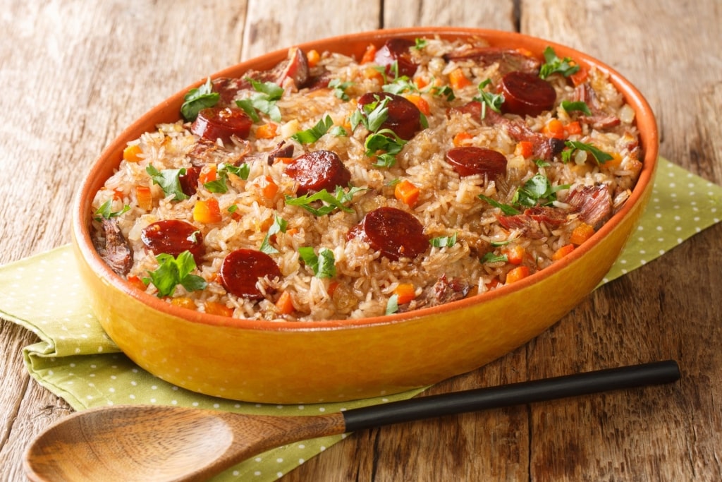 Casserole of savory arroz de pato