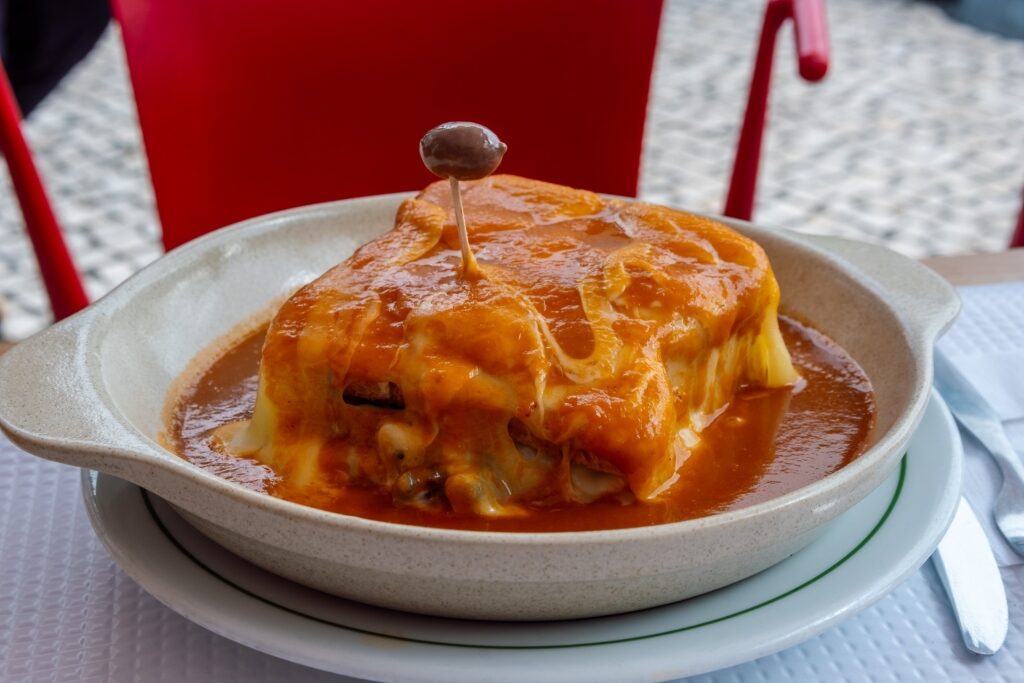 Savory francesinha on a plate