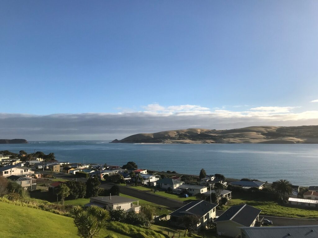 View of Hokianga Harbour with seaside village