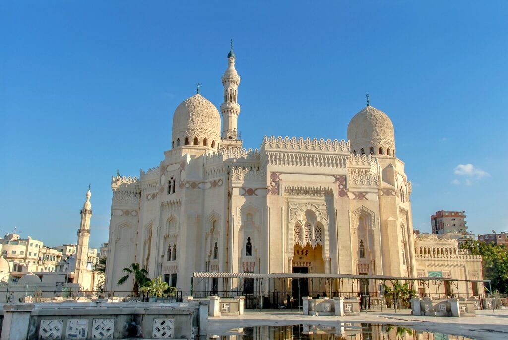 Majestic exterior of the Al-Mursi Abu Al-Abbas Mosque