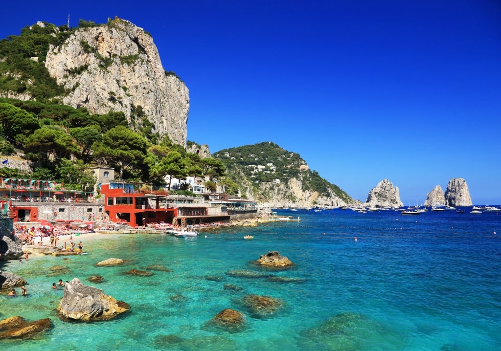 Rocky coast of Spiaggia della Chiaia, Ischia