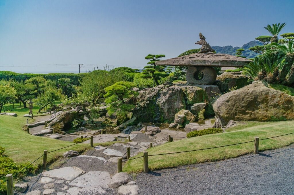Lush landscape of Senganen Garden, Kagoshima