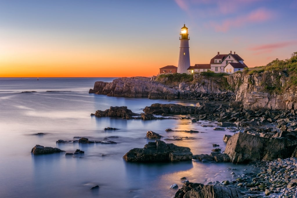 View of the lighthouse at Cape Elizabeth