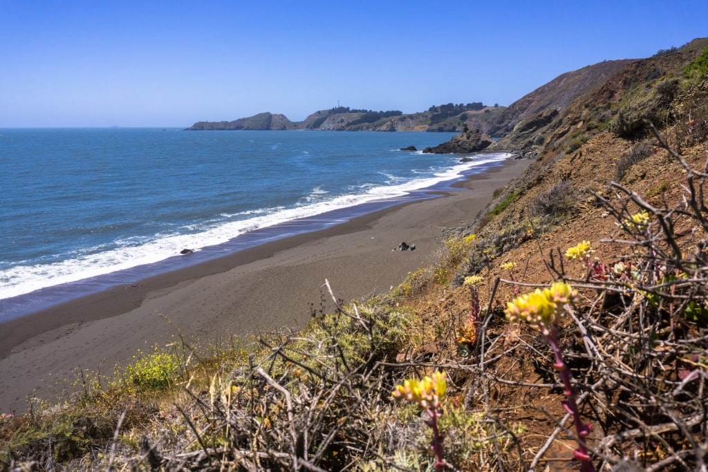 View of Black Sands Beach from the cliff