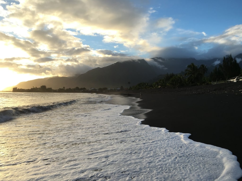 Aerial view of Taharuu Beach