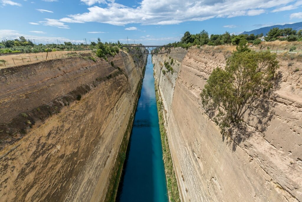 Man-made waterway of Corinth Canal 