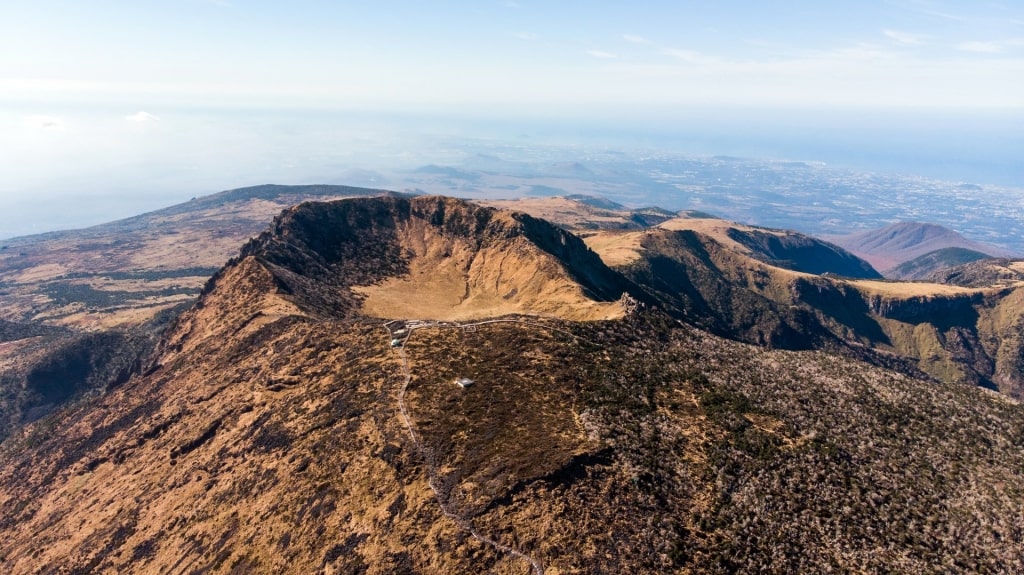 Aerial view of Hallasan Mountain, Jeju Island, South Korea