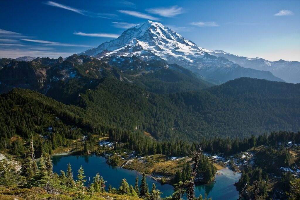 Postcard perfect view of Mount Rainier, Washington, USA