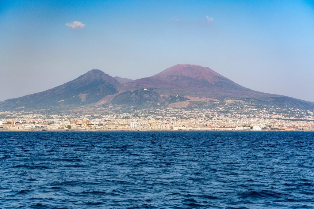 Beautiful view of Mount Vesuvius from the water