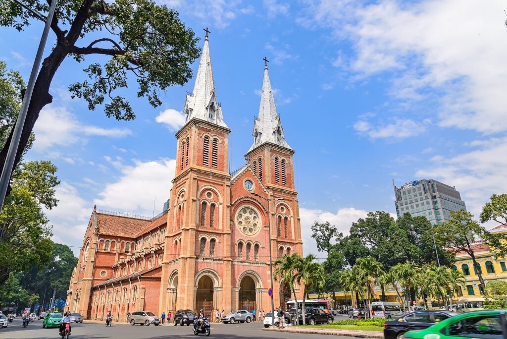 Majestic exterior of Saigon Notre Dame Cathedral