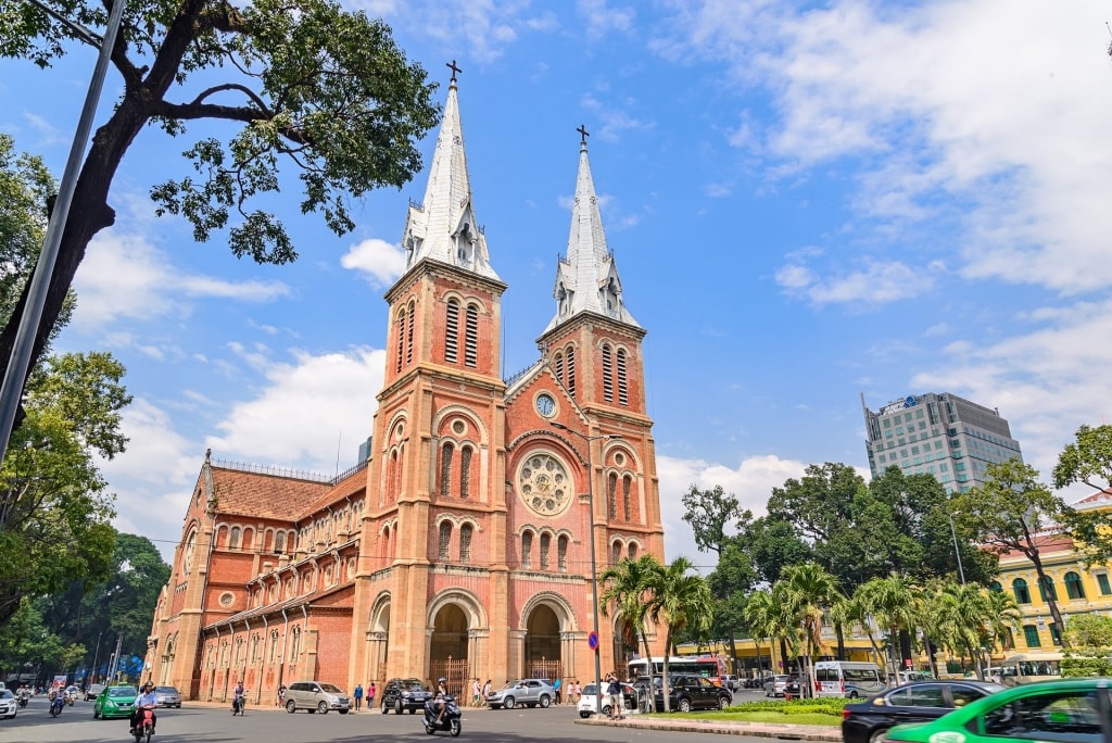 Majestic exterior of Saigon Notre Dame Cathedral