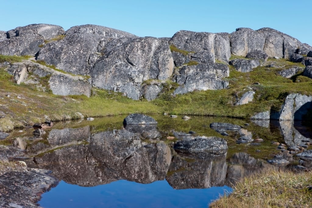 Scenic view while hiking in Qaqortoq