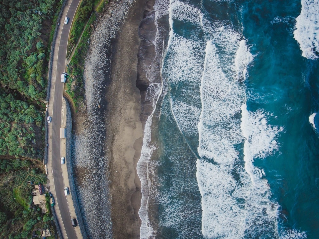 Birds eye view of Playa de Benijo