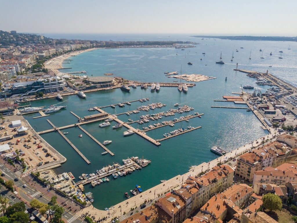 Aerial view of port in Le Suquet
