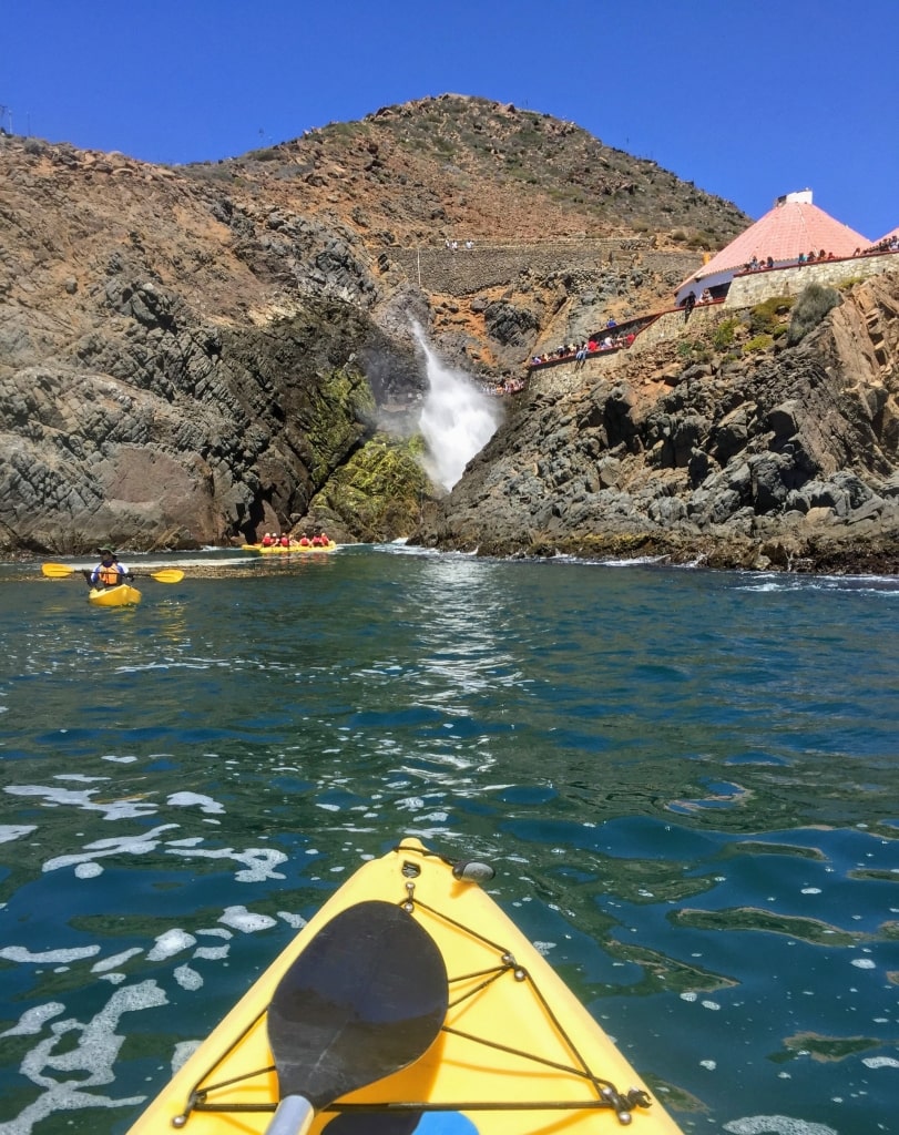 Man kayaking near La Bufadora