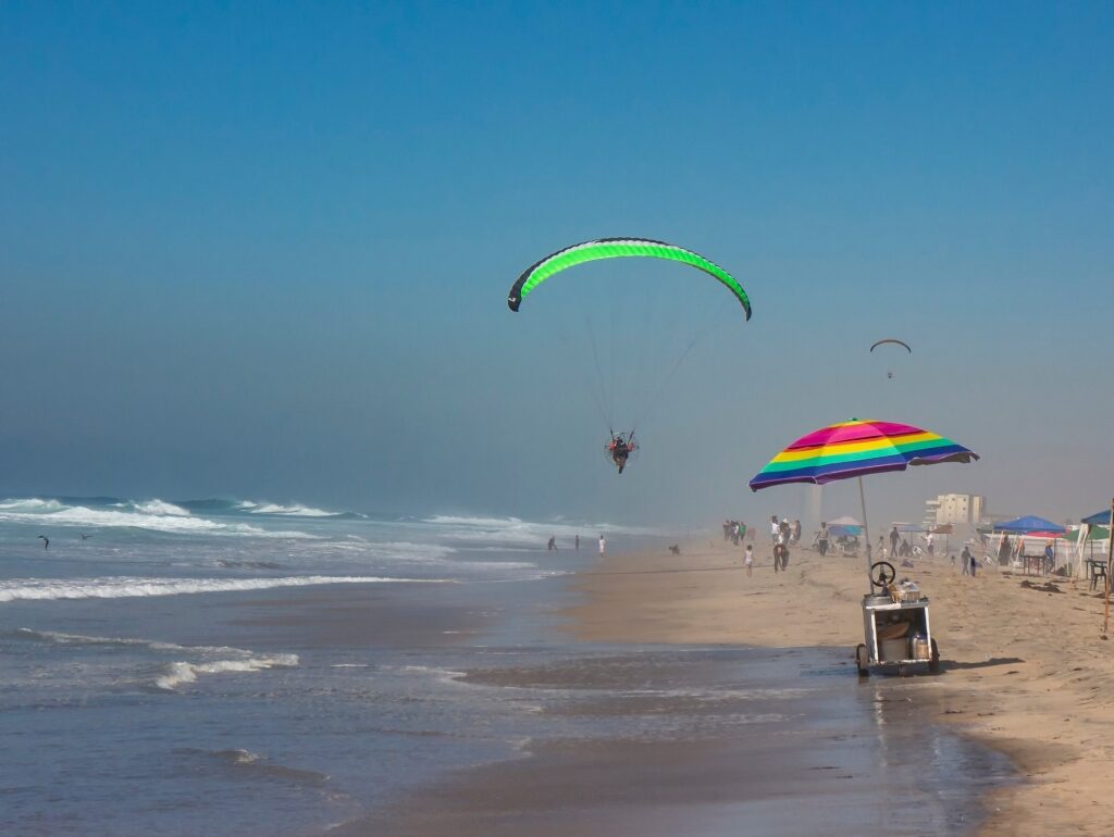 People paragliding in Rosarito Beach