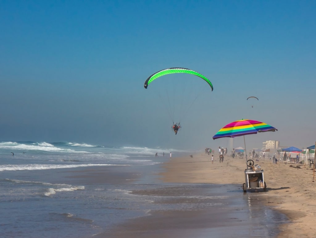 People paragliding in Rosarito Beach