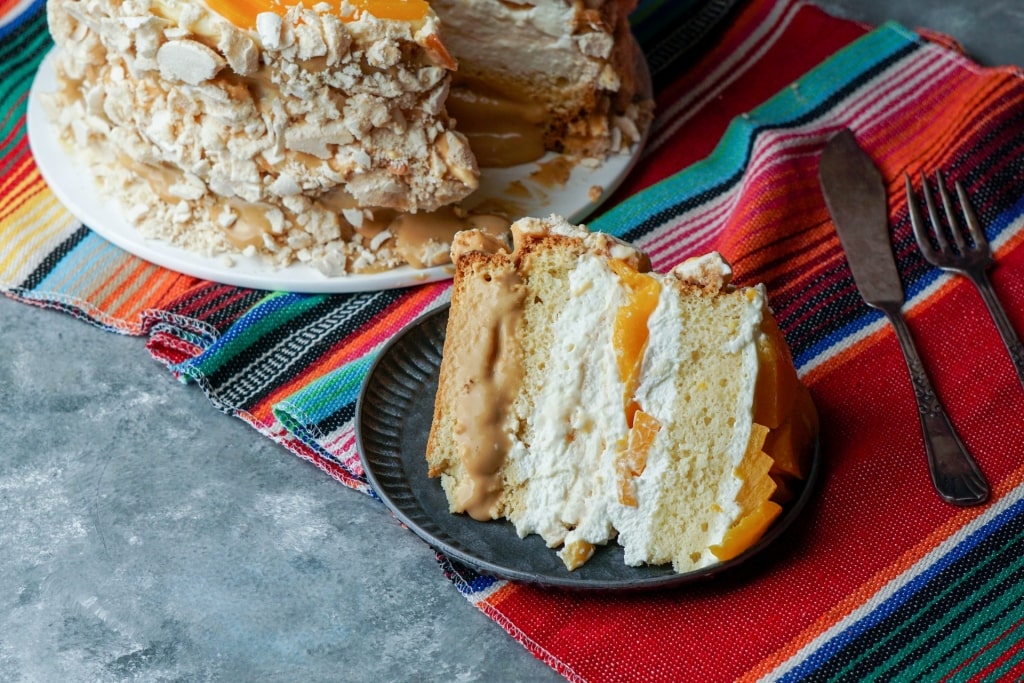 Slices of decadent Chajá, one of the most popular Uruguayan food