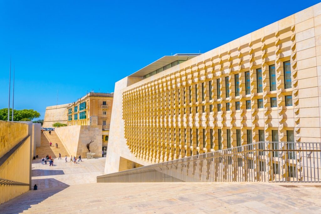 Amazing exterior of Parliament building in Valletta