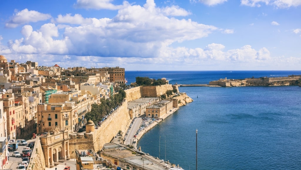 Coast of Valletta including Upper Barrakka Gardens